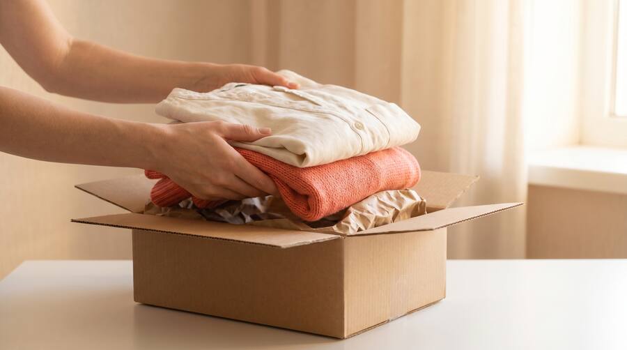 お預かりした商品を開封する様子